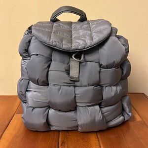 Women’s Quilted Puff Backpack in Gray - Soft Woven Design